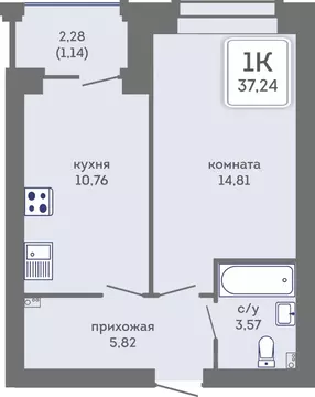 1-к кв. Пермский край, Пермь Кировоградская ул., 28 (37.24 м)