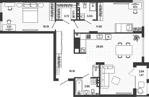 2-к кв. Калининградская область, Гурьевский муниципальный округ, пос. ...