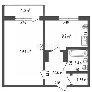1-к кв. Мордовия, Саранск ул. Победы, 23 (37.1 м)