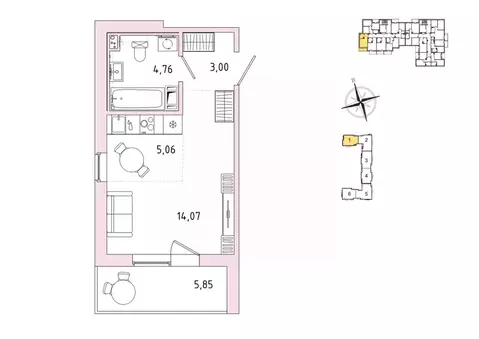 1-к кв. Ленинградская область, Гатчина Въезд мкр,  (29.82 м)