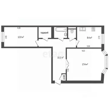 2-к кв. Ямало-Ненецкий АО, Новый Уренгой Сибирская ул., 55 (56.4 м)