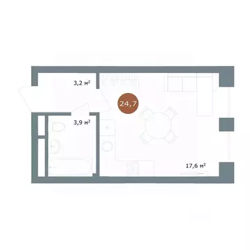 Студия Новосибирская область, Новосибирск ул. Костычева, 19/1 (24.7 м)