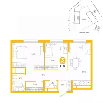 3-к кв. Свердловская область, Екатеринбург ул. Патриса Лумумбы, 4А ...