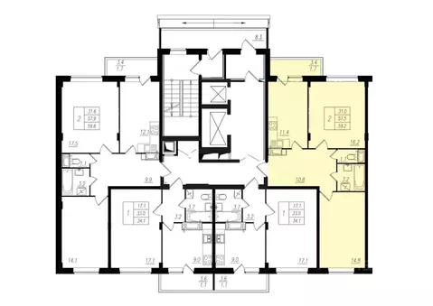 2-к кв. Чувашия, Чебоксары ул. Прогрессивная, 2 (57.4 м)