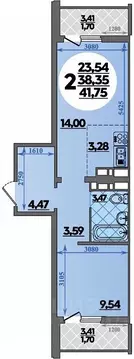 2-к кв. Ростовская область, Ростов-на-Дону ул. Костенко, 12 (41.75 м)