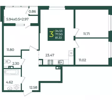3-к кв. Краснодарский край, Краснодар Образцово мкр,  (81.33 м)