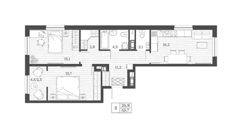 2-к кв. Дагестан, Дербент ул. Сальмана (65.7 м)