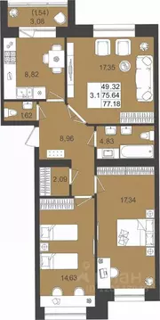 3-к кв. Татарстан, Верхнеуслонский район, Набережно-Морквашское с/пос, ...
