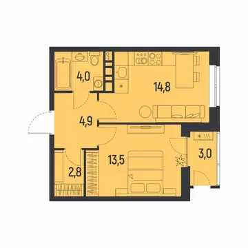 1-к кв. Пермский край, Пермь Ераничи мкр,  (41.5 м)