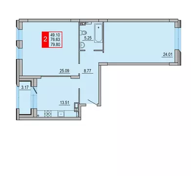2-к кв. Тверская область, Тверь Петербургское ш. (79.8 м)