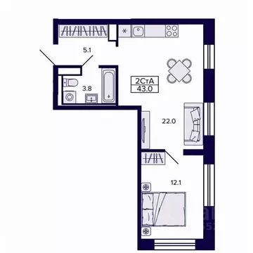 2-к кв. Хабаровский край, Хабаровск ул. Карла Маркса, 96 (42.98 м)