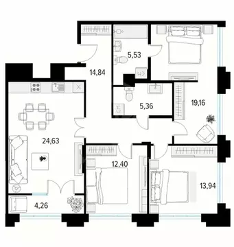 3-комнатная квартира: Рязань, Татарская улица, 2к1 (95.1 м)
