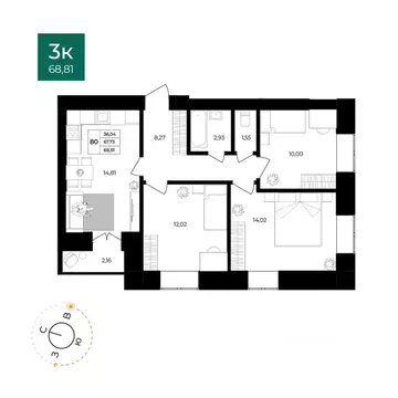 3-к кв. Ярославская область, Ярославль Северный жилрайон, 15-й мкр, ...