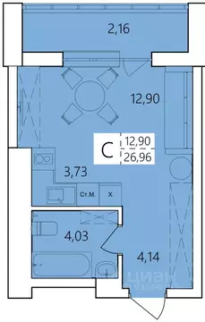 Студия Башкортостан, Уфа Затон жилрайон, Волна жилой комплекс (26.96 ...