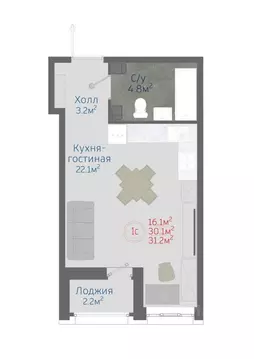 1-к кв. Воронежская область, Новоусманский район, пос. Отрадное ул. ...