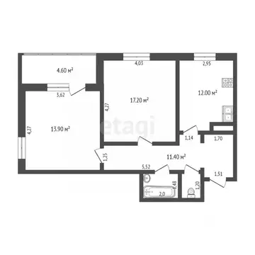 2-к кв. Тюменская область, Тюмень ул. Суходольская, 16 (57.1 м)