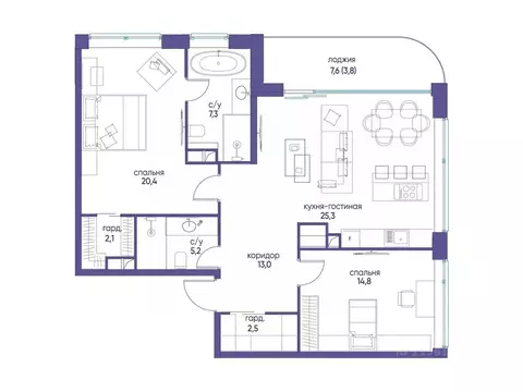2-к кв. Москва ул. Нижние Мневники, 7 (93.8 м)