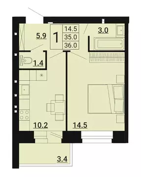 1-к кв. Орловская область, Орловский муниципальный округ, д. Образцово ...