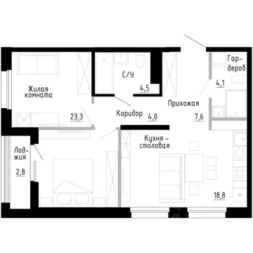 1-к кв. Приморский край, Владивосток 7Я жилой комплекс (63.7 м)