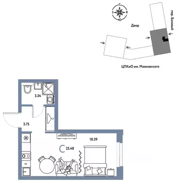 Студия Свердловская область, Екатеринбург пер. Базовый, 10 (25.48 м)
