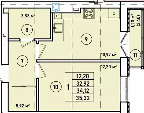 1-к кв. Калининградская область, Гурьевск Новая Резиденция жилой ...