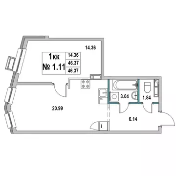1-к кв. Ленинградская область, Выборг ул. 2-я Южная, 4 (46.37 м)