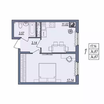 1-к кв. Волгоградская область, Волгоград ул. Тракторостроителей, 31/1 ...