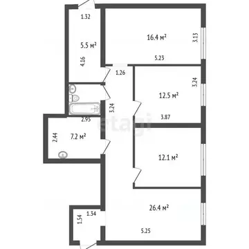 3-к кв. Санкт-Петербург ул. Ушинского, 3К2 (79.4 м)