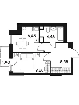1-комнатная квартира: Ростов-на-Дону, улица Малиновского, 33/1 (31.6 ...