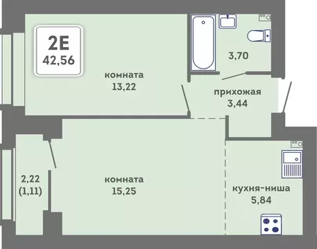 2-к кв. Пермский край, Пермь Кировоградская ул., 28 (42.56 м)