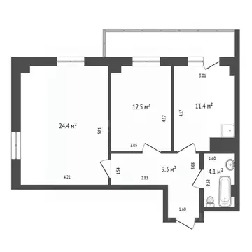 2-к кв. Красноярский край, Красноярск Караульная ул., 39В (61.7 м)