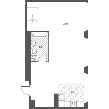 1-комнатная квартира: Тюмень, Первомайская улица, 8 (96.4 м)
