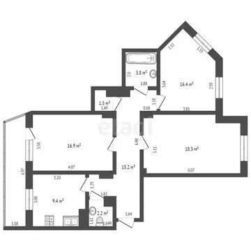 3-комнатная квартира: Альметьевск, улица Шевченко, 170 (82.2 м)