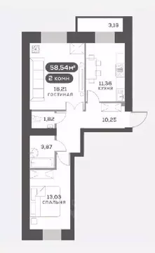 2-к кв. Красноярский край, Красноярск Академгородок мкр,  (58.54 м)
