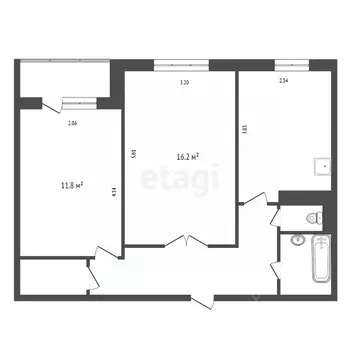 2-к кв. Красноярский край, Сосновоборск ул. 9-й Пятилетки, 3 (50.6 м)