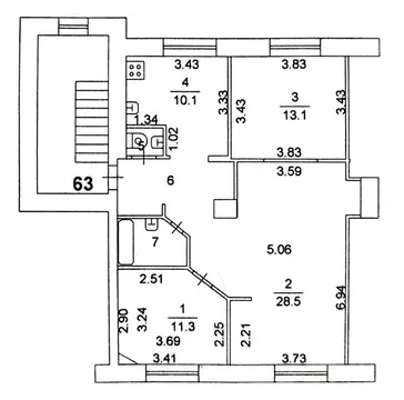 3-к кв. Челябинская область, Челябинск ул. Пушкина, 65 (75.7 м)