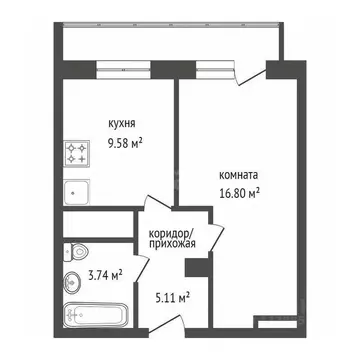 1-к кв. Красноярский край, Красноярск ул. Калинина, 41В (38.0 м)