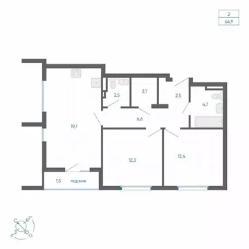 2-комнатная квартира: Екатеринбург, улица Вильгельма де Геннина, 59 ...