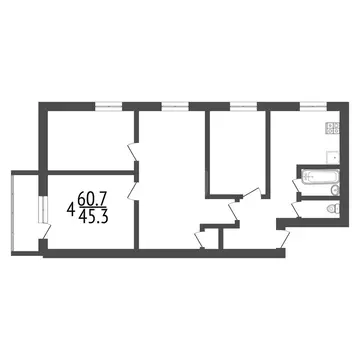 4-комнатная квартира: Тула, улица Ползунова, 17 (58.4 м)