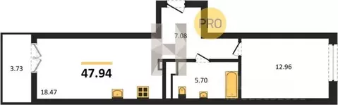 1-к кв. Калининградская область, Гурьевск Включи жилой комплекс (47.94 ...