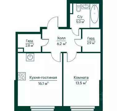 2-к кв. Самарская область, Самара Липецкая ул., 1 (46.48 м)