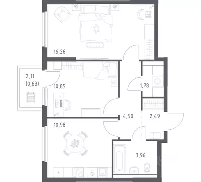 2-к кв. Московская область, Ленинский городской округ, Мисайлово пгт, ...