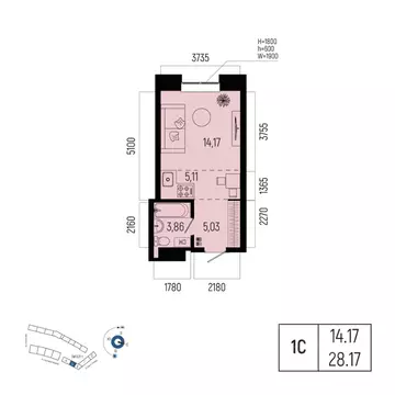 1-к кв. Башкортостан, Уфа Глумилино-1 мкр, Новатор жилой комплекс ...