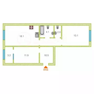 2-комнатная квартира: Тюмень, улица Владислава Крапивина, 6 (65 м)