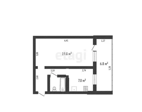 1-комнатная квартира: Салават, Ленинградская улица, 93А (36 м)