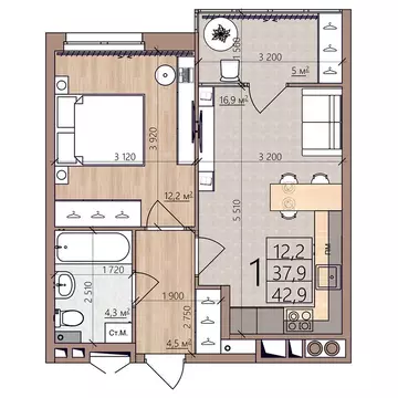 1-комнатная квартира: Рязань, район Борки, посёлок Шпалозавода, жилой ...