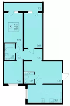 3-к кв. Пермский край, Пермь Домостроительный мкр,  (82.87 м)