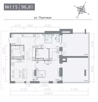 2-к кв. Татарстан, Казань Живи на Портовой жилой комплекс (96.81 м)