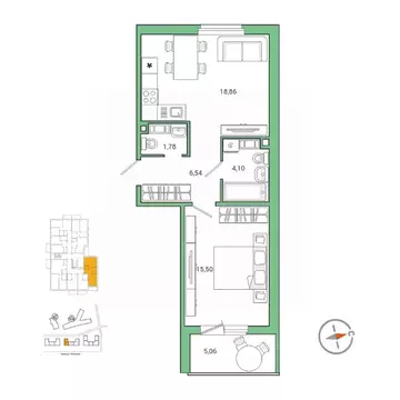 1-к кв. Ленинградская область, Гатчина ул. Чехова, 39к1 (48.7 м)