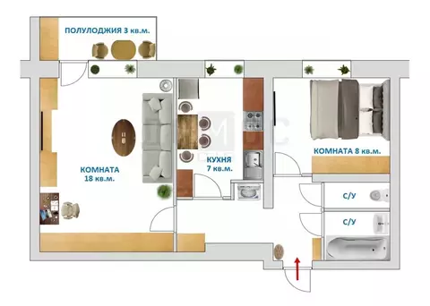 2-к кв. Свердловская область, Екатеринбург ул. Ткачей, 8 (42.4 м)